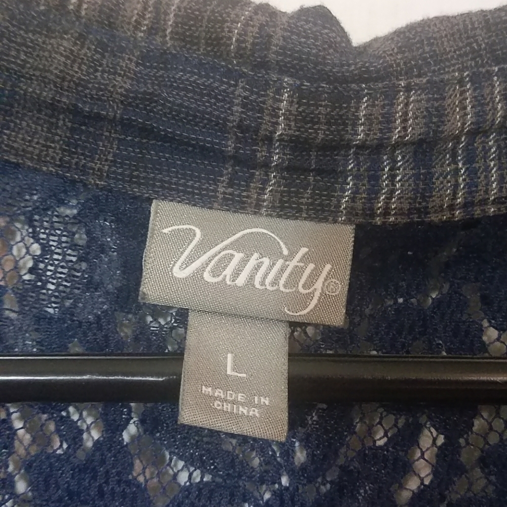 Vanity Long Sleeve Blue Plaid Shirt Size L - Picture 3 of 3